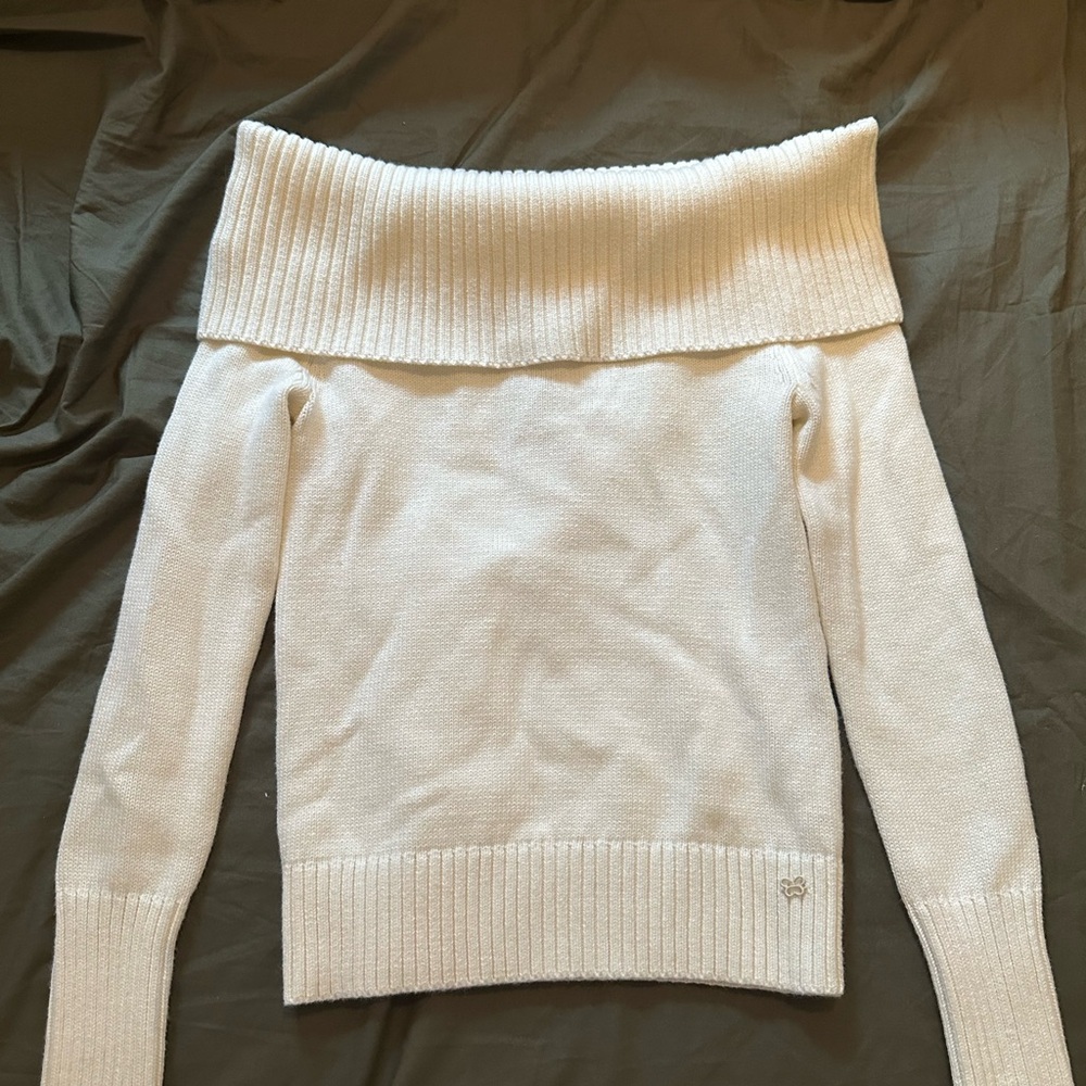 NWT Sunday Best Topaz off-the-shoulder sweater in whisper white, size 2XS